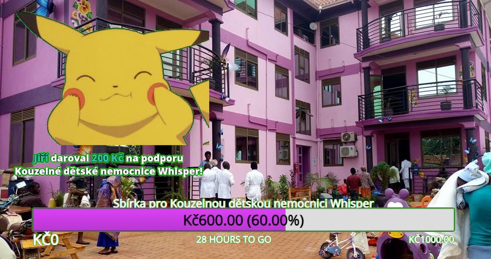 Scéna s upozorněním na dar a sledování pokroku na Streamlabs